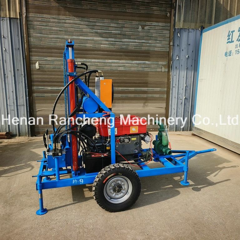 पोर्टेबल ड्रिलिंग रोटरी 22HP डीजल हाइड्रोलिक कुएं ड्रिलिंग रिग छोटी कुएं ड्रिलिंग मशीन