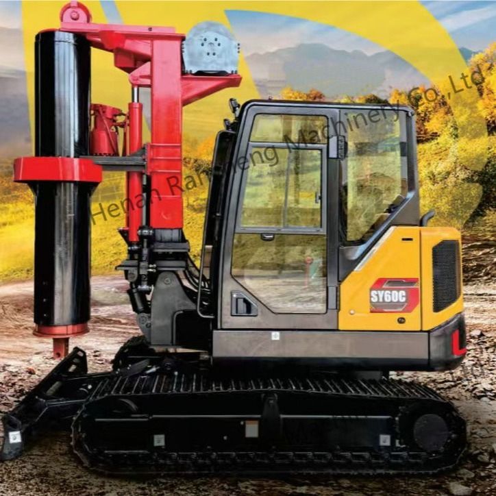 RCQ-10C हाइड्रोलिक मिनी ढेर ड्रिलिंग रिग 10 मीटर गहराई के साथ 36KW कुबोटा इंजन Sany SY60C खुदाई चेसिस