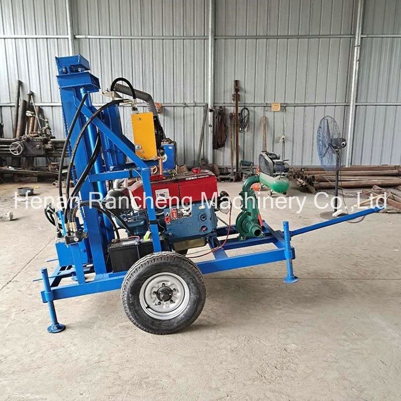 पोर्टेबल ड्रिलिंग रोटरी 22HP डीजल हाइड्रोलिक कुएं ड्रिलिंग रिग छोटी कुएं ड्रिलिंग मशीन