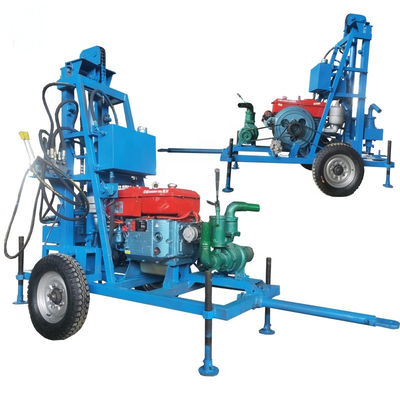 दो पहिया पोर्टेबल जल कुएं ड्रिलिंग उपकरण 22HP शक्ति 150m ड्रिलिंग गहराई
